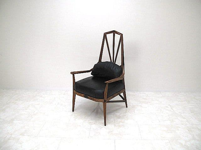 展示品ヴィンテージ アールデコ様式本革ハイバックパーソナルチェア 1人掛けソファ