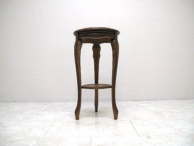 イタリア製 大理石トップ サイドテーブル 花台 丸型 直径41cm 高さ75cm