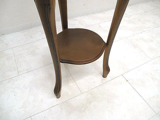 イタリア製 大理石トップ サイドテーブル 花台 丸型 直径41cm 高さ75cm