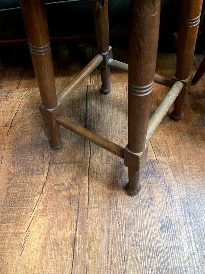 ヴィンテージグリーンモケット丸椅子