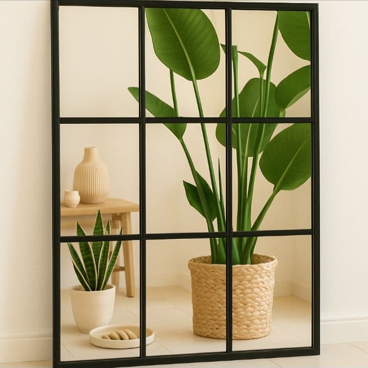 姿見　格子　9枚ミラー　海外風　大型ミラー