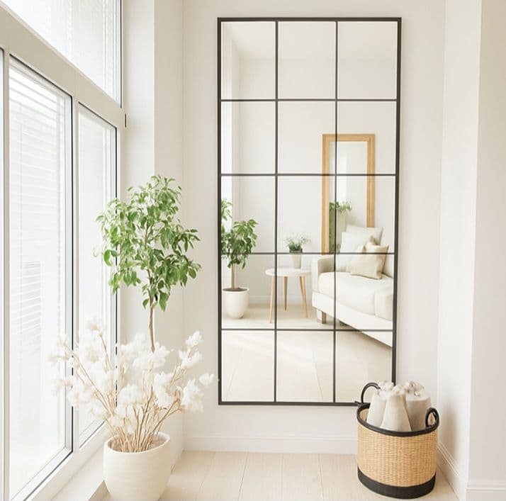 姿見　格子　9枚ミラー　海外風　大型ミラー