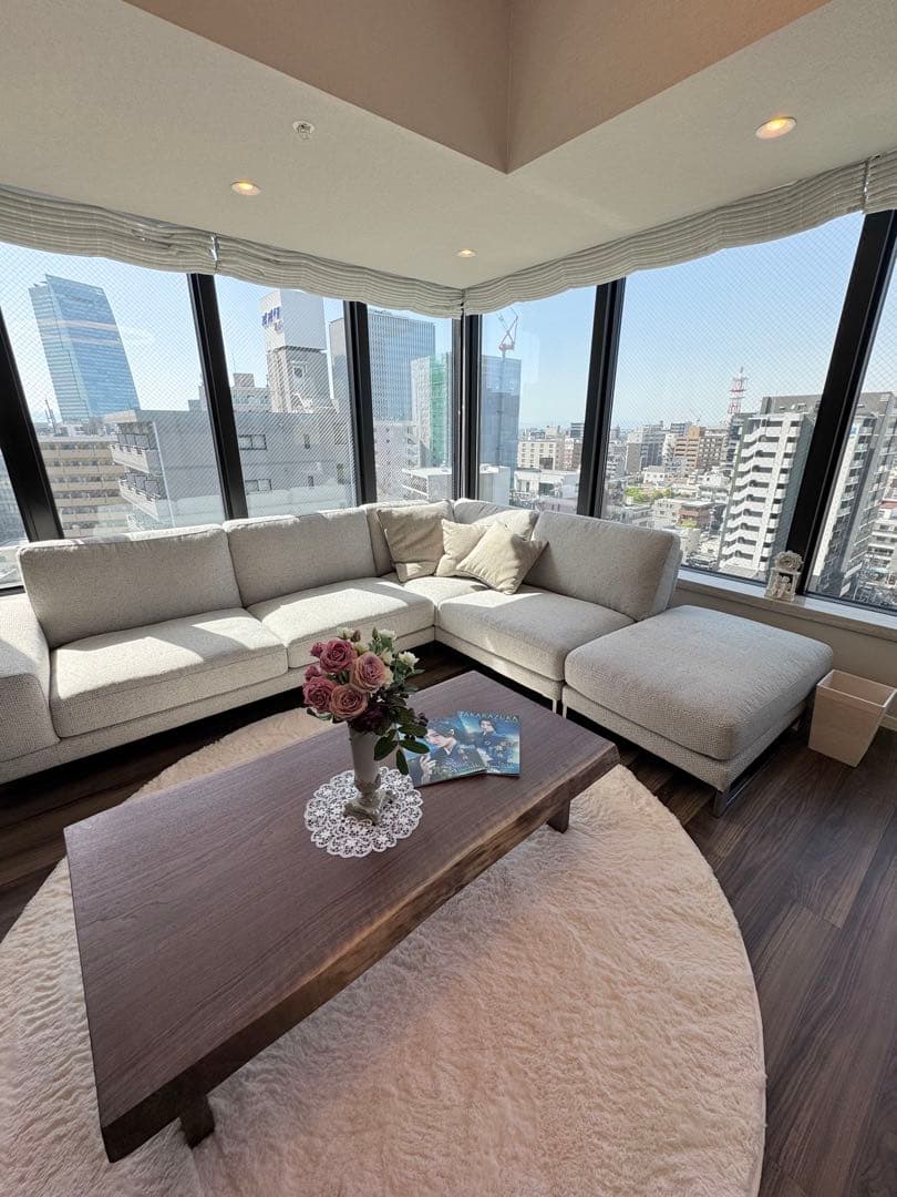 新品大垣WOODローテーブル　ブラックウォールナット　折りたたみ脚　一枚板