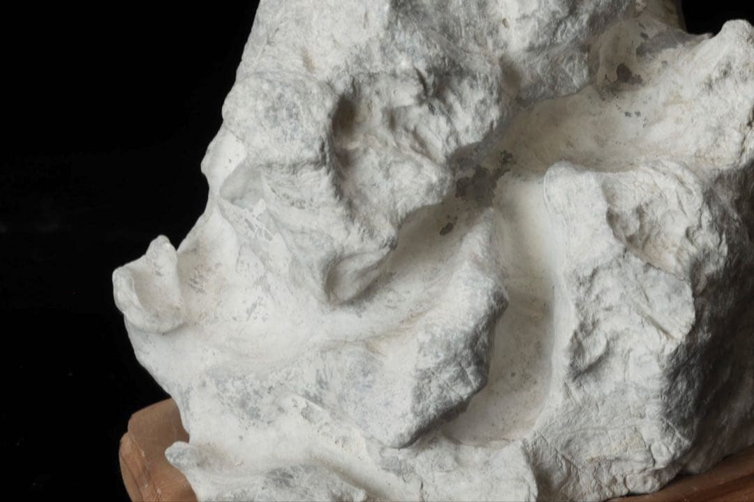 中国 太湖石 木製台座付 5.4kg 鑑賞石 文人石 水石 天然石 盆石 飾石