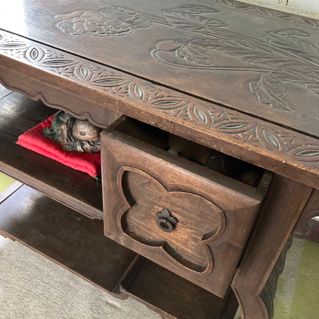 茶箪笥　飾り棚　茶棚　花台　昭和レトロ　猫脚　和風アンティーク　違い棚　煎茶棚