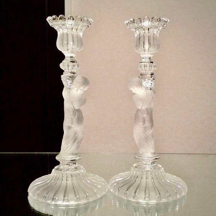 極希少☆極美品 オールドバカラ 子供☆エンジェル 燭台キャンドルスタンド ペア