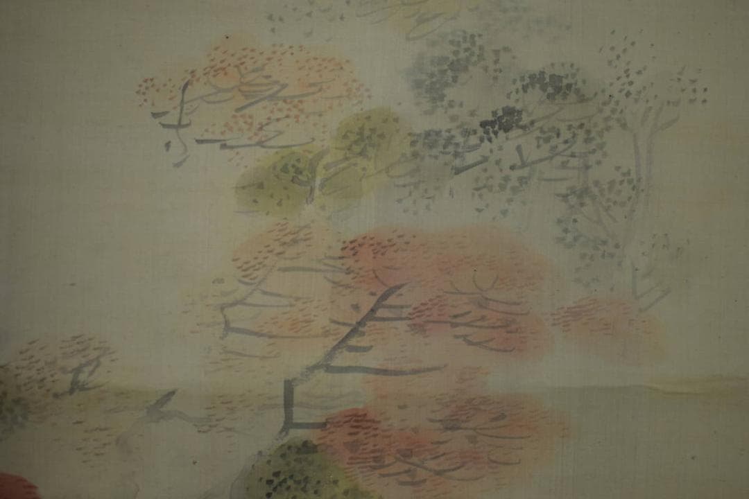 真作/田中日華/京都市/高雄/紅葉山水橋図/布袋屋掛軸HJ-77 - メルカリ