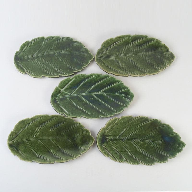 和食器 北大路魯山人作 織部焼 木の葉形 皿 五客 共箱 V 9871 - メルカリ