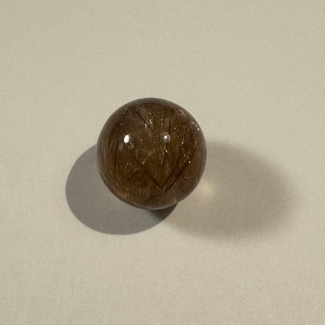 16.8mm ゴールドルチルクォーツ ビーズ 穴あき 天然石 ルチル 丸玉　B