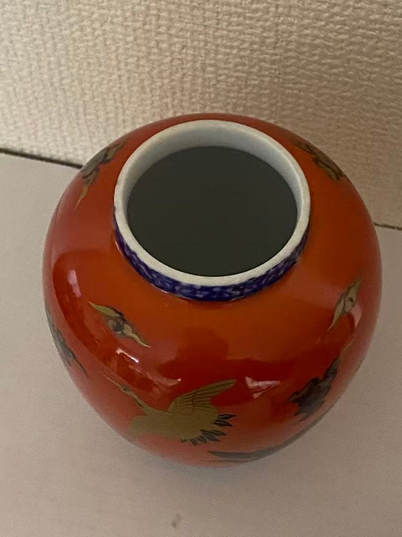 深川製磁 飾壺染錦手波鶴紋 陶器 年代物 - メルカリ