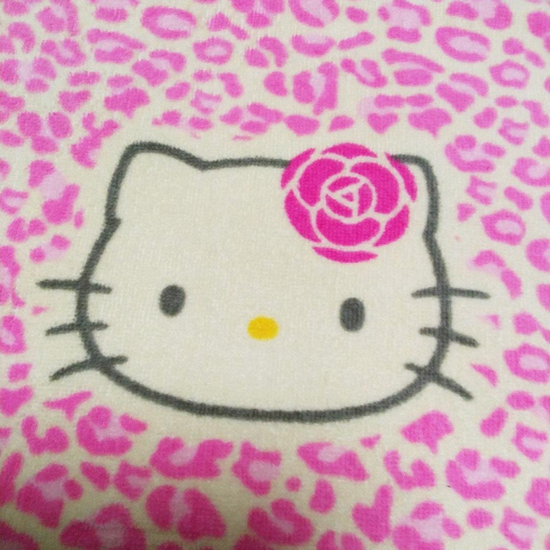 レア！ ハローキティ フェイスタオル ピンクヒョウ柄 バラ レトロ 当時