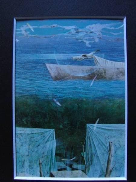 堀晃、海の話―行く方、希少画集画、新品高級額、額装付、