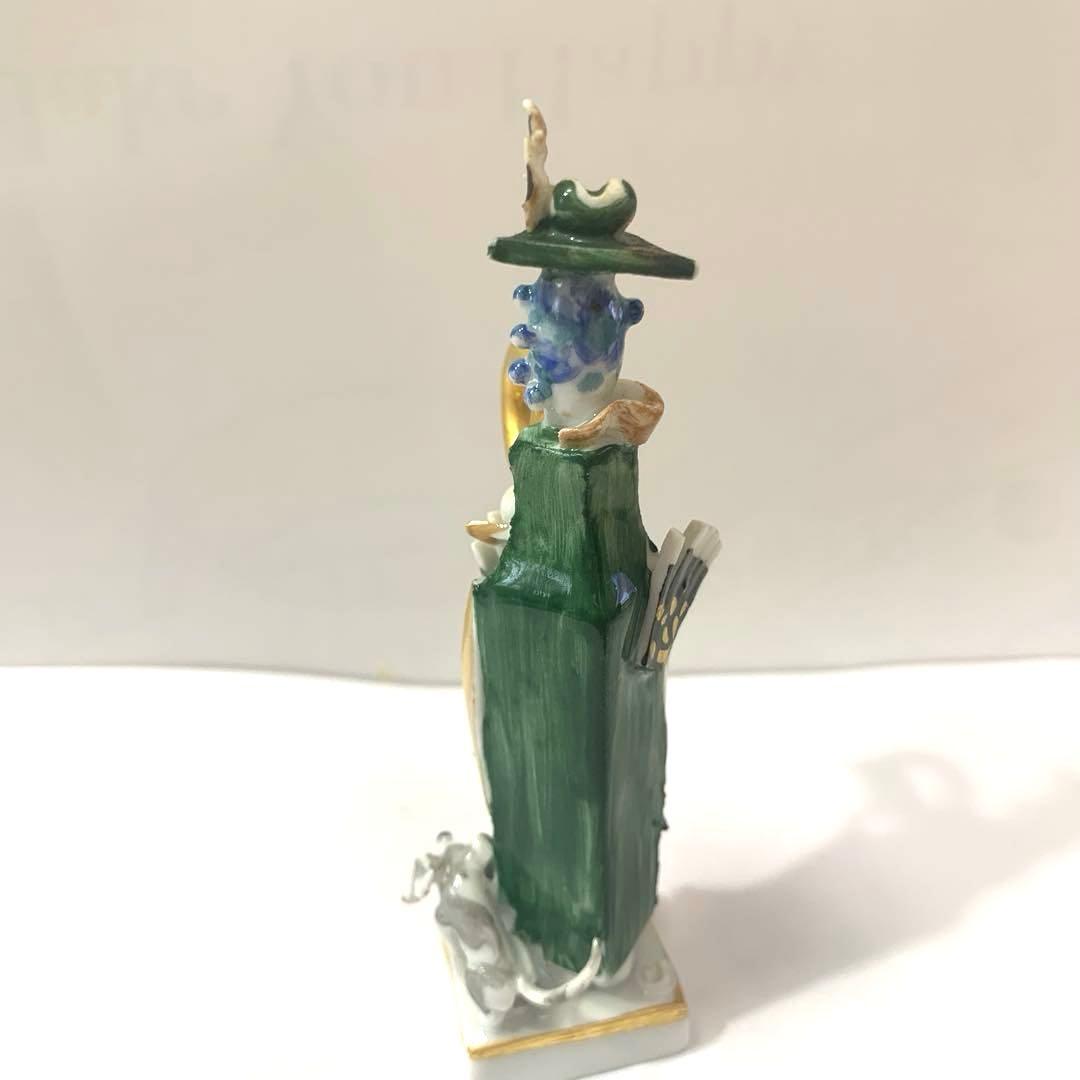 お値下げ☆マイセン手捻り人形 ホルン吹きの女と犬