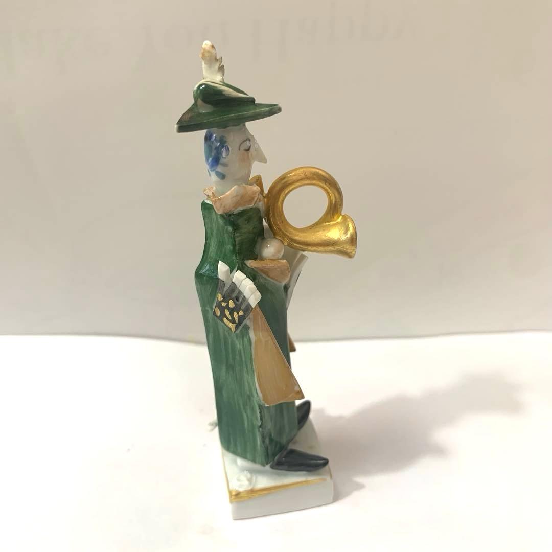 お値下げ☆マイセン手捻り人形 ホルン吹きの女と犬