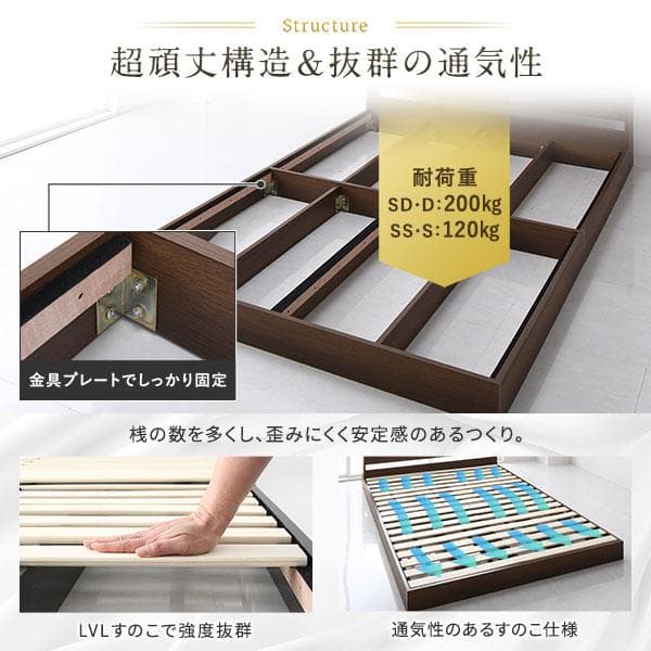 ベッド  ブラウン セミダブル ベッドフレームのみds-2367693