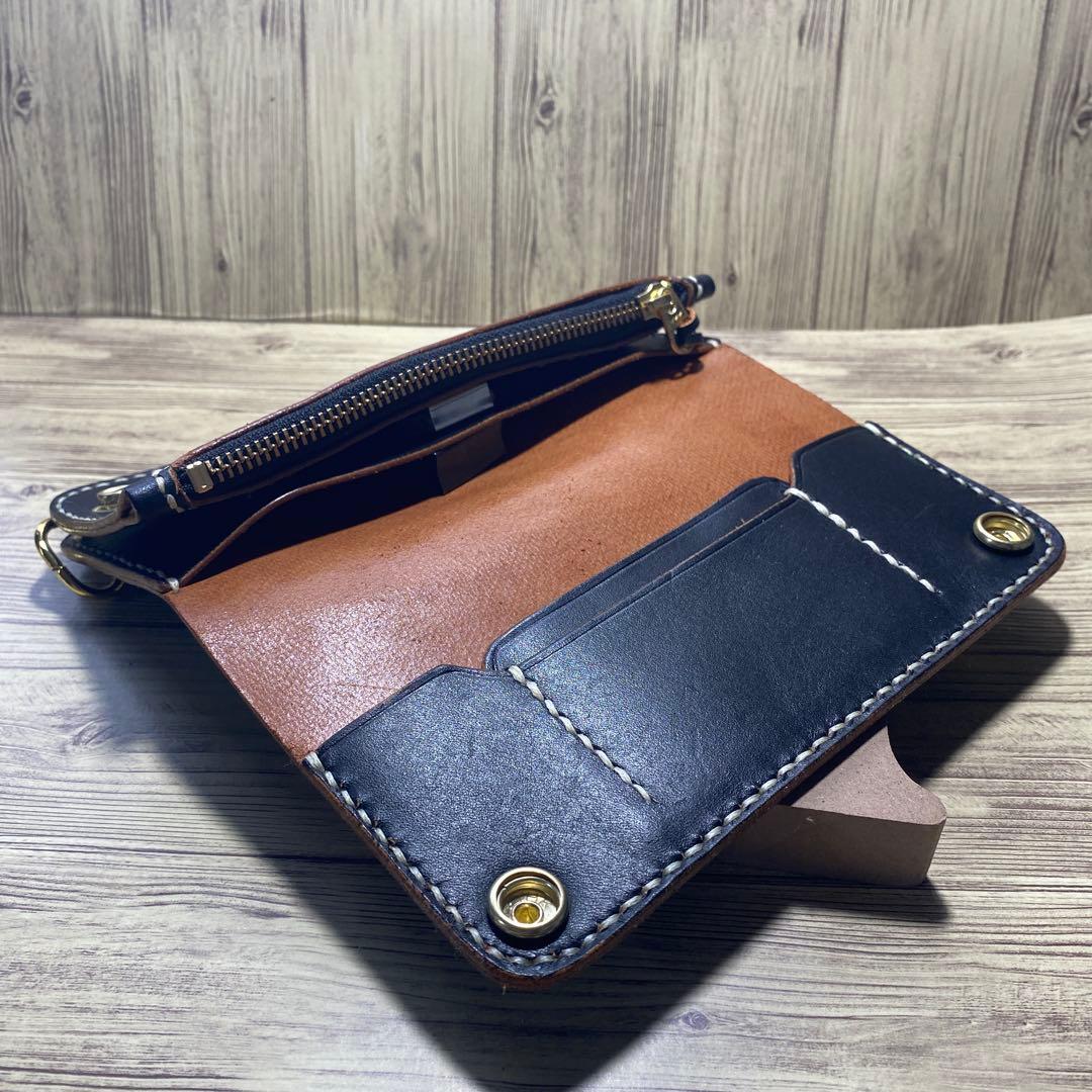 【ながや様】専用本日夕まで トラッカーウォレット　セミロング丘染め（茶芯）