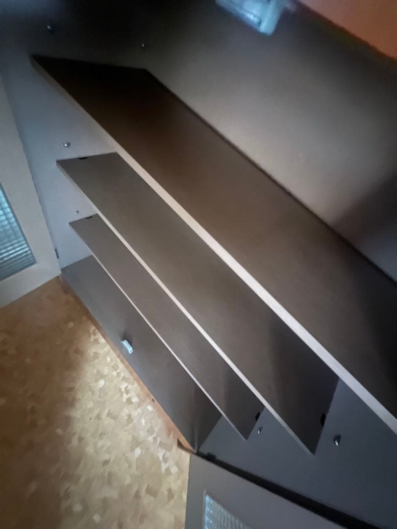 昭和レトロ 昭和ガラス 木製ラック ガラス扉 4段棚