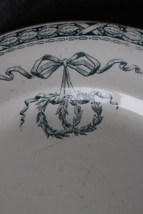 【大皿】28.5cm salins リボン柄　フランス アンティーク