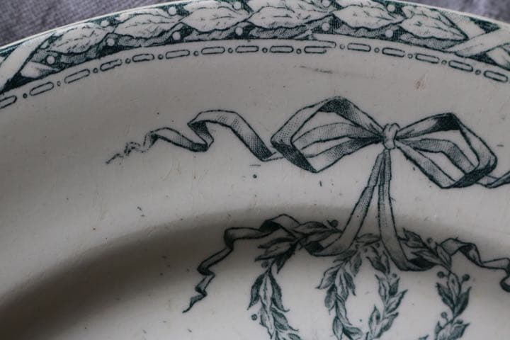 【大皿】28.5cm salins リボン柄　フランス アンティーク