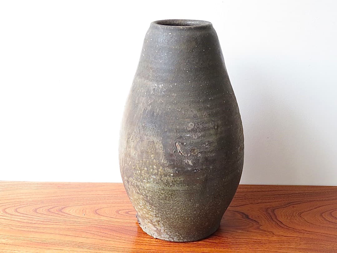 【期間限定値下】青娥窯　松元洋一作⑥　『自然釉花入』　穴窯焼成