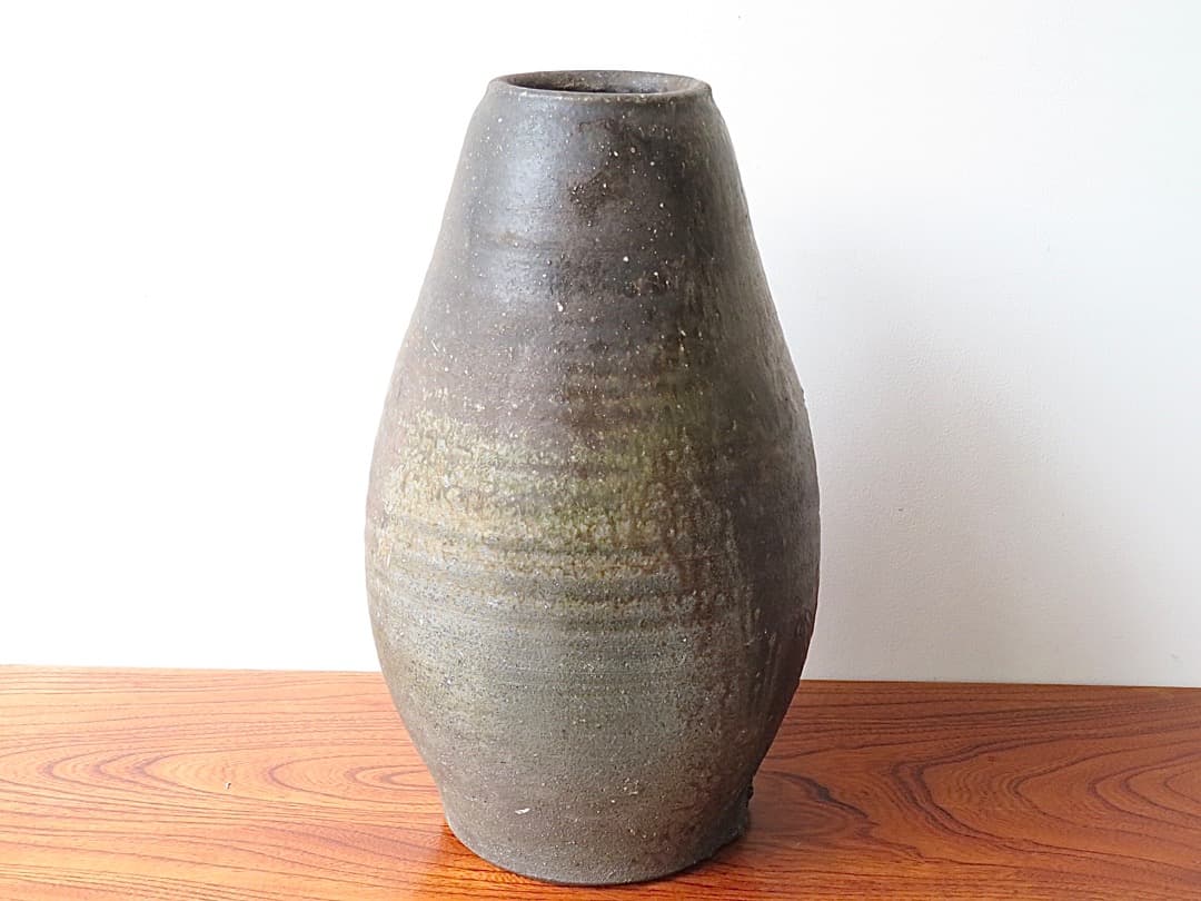 【期間限定値下】青娥窯　松元洋一作⑥　『自然釉花入』　穴窯焼成