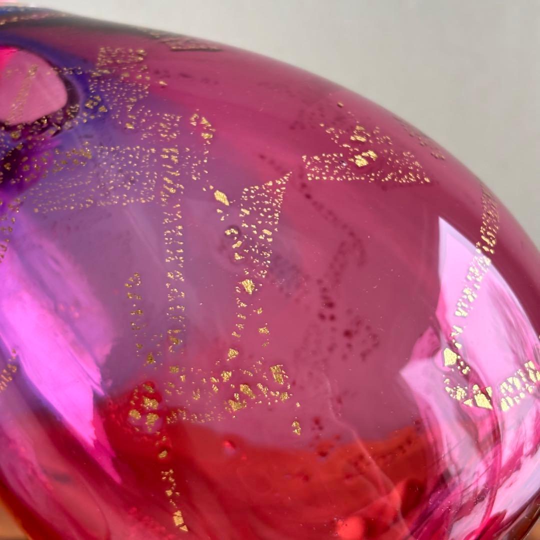 岸厚男 水模様の花器 フラワーベース ガラス 共箱