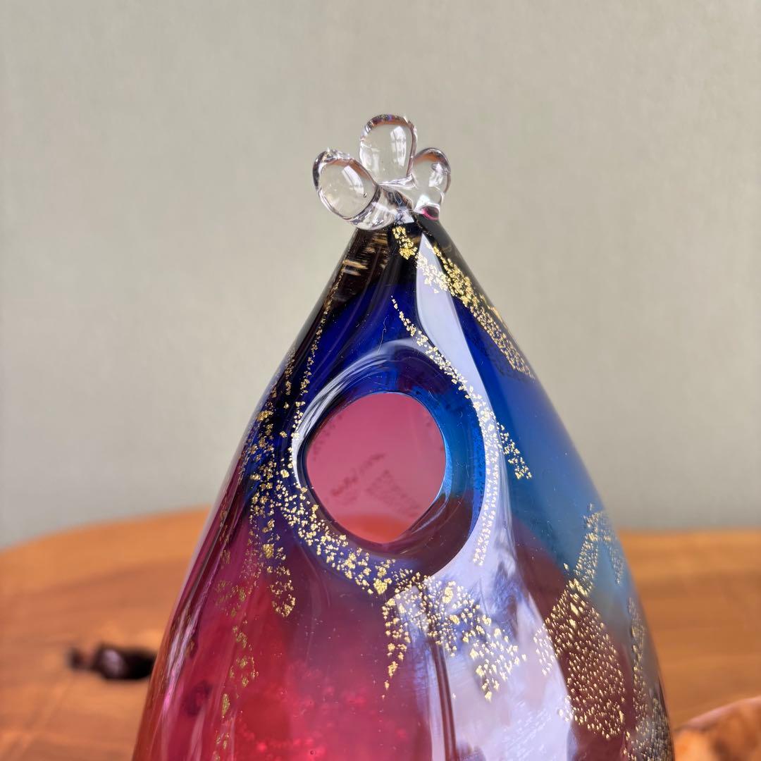 岸厚男 水模様の花器 フラワーベース ガラス 共箱