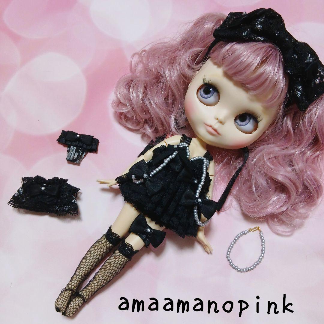 No.589 アイシードールアウトフィット7点セット黒ランジェリー