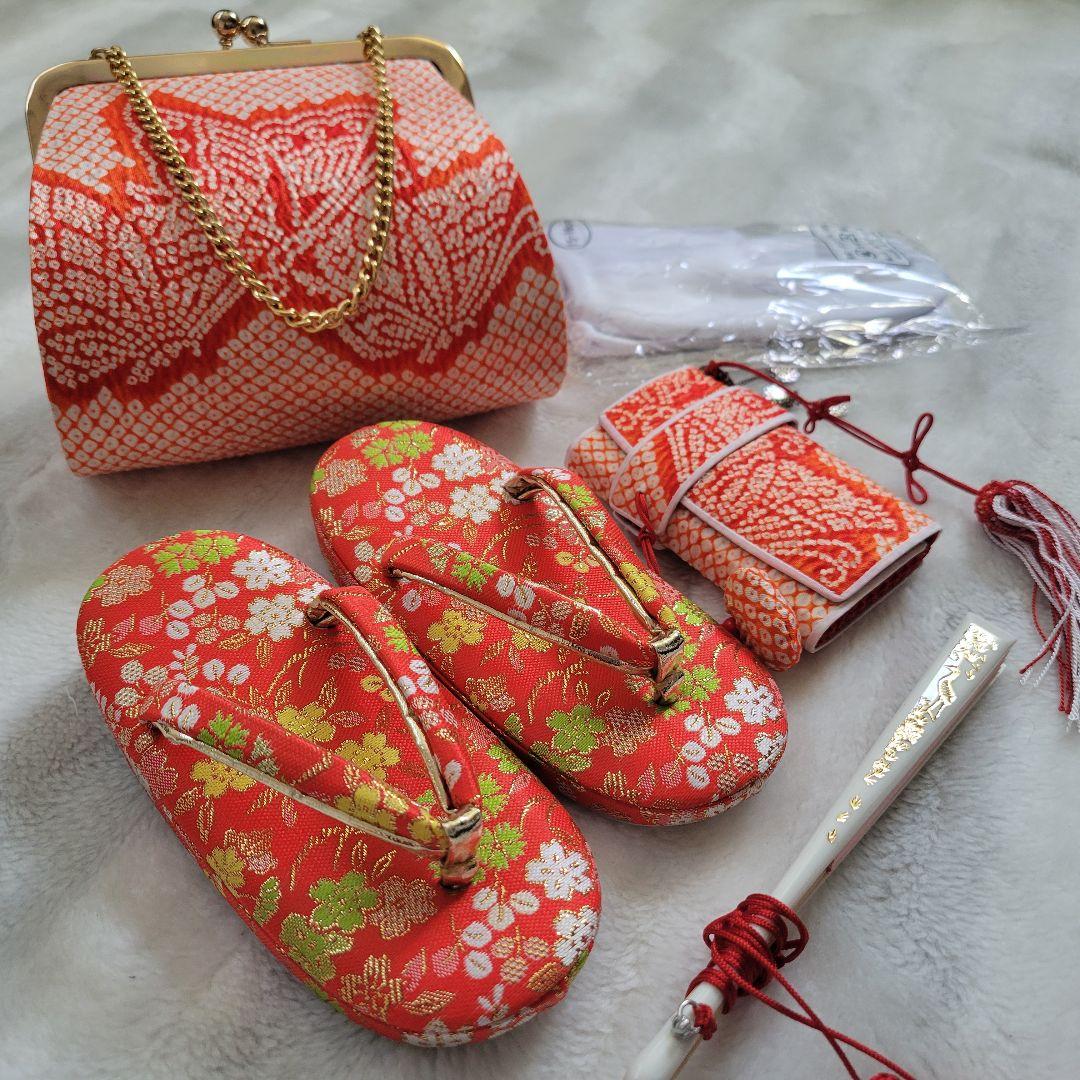 【正絹】七五三 3歳 4歳 女の子 フルセット 着物 帯 赤