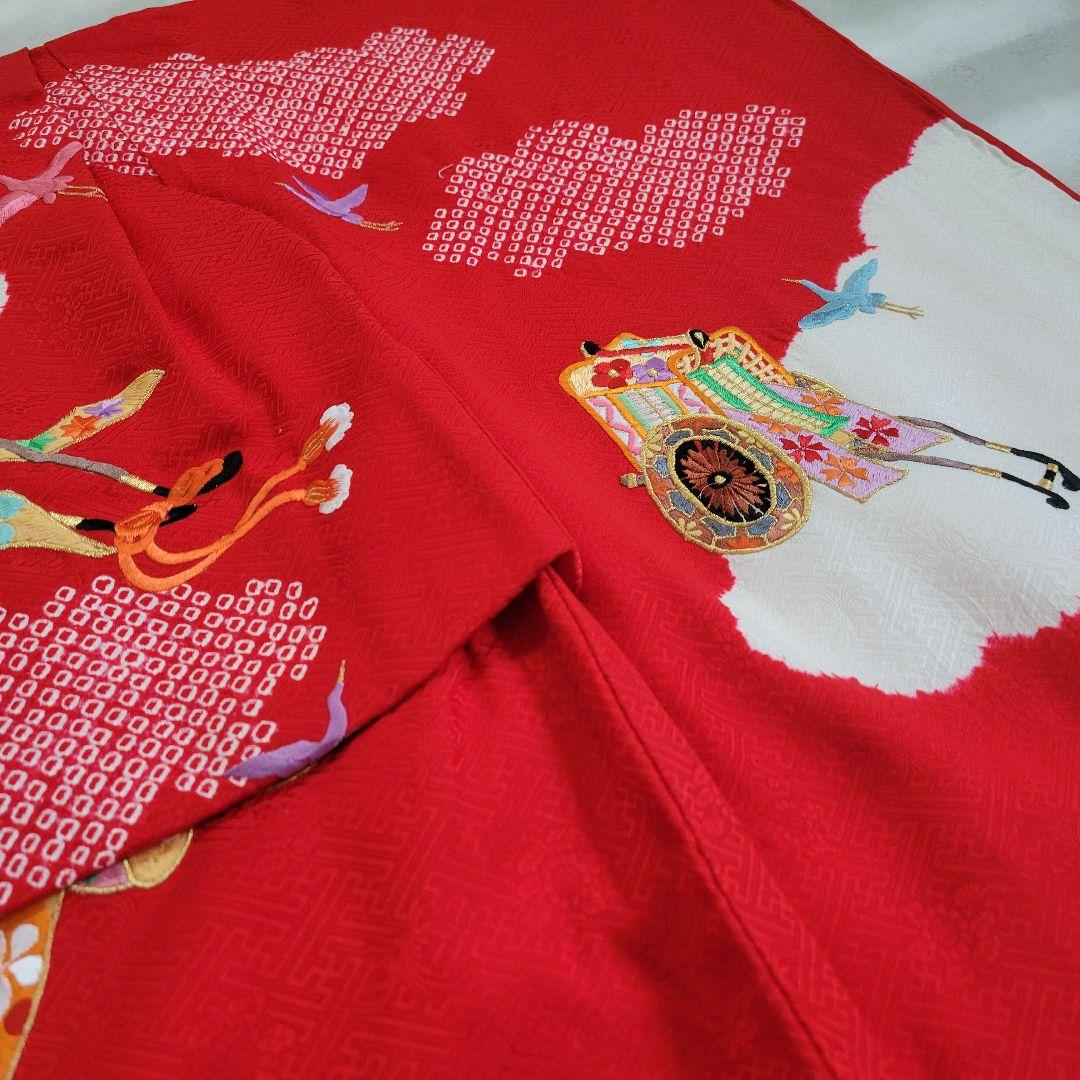 【正絹】七五三 3歳 4歳 女の子 フルセット 着物 帯 赤