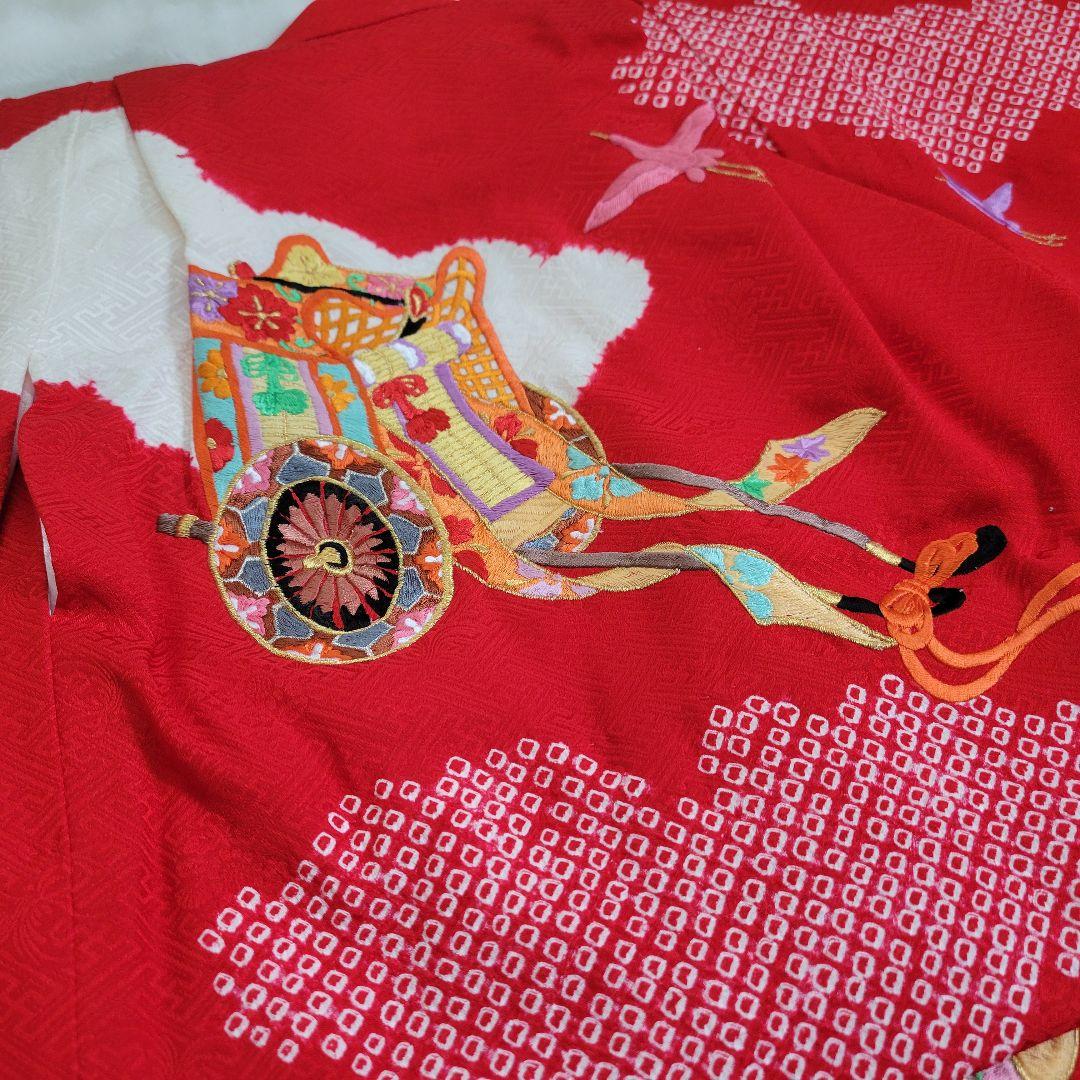 【正絹】七五三 3歳 4歳 女の子 フルセット 着物 帯 赤