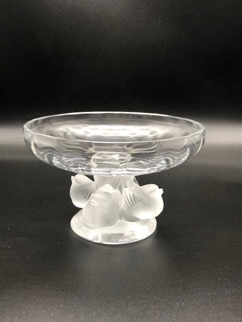 ラリック　コンポート用の透明感のあるクリスタルガラスのお皿