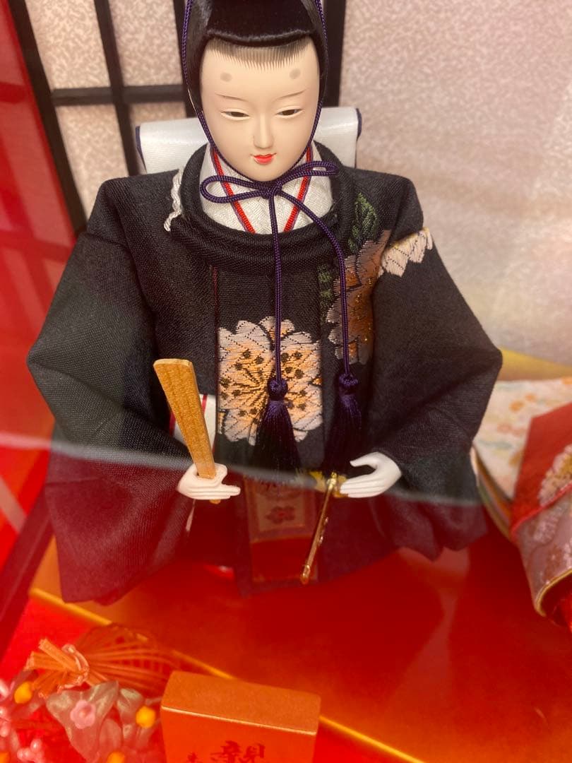 東京久月　雛人形　立親王ガラスケース飾り・間口約４８×奥行約３３×高さ約４３㎝