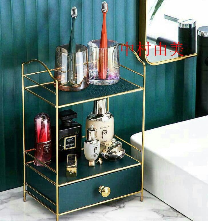 yトイレ化粧品収納ケース鉄芸デスクトップ多層スキンケア香水化粧台引き出し式棚