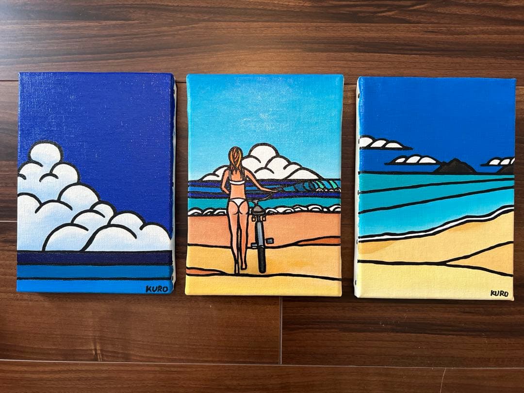 海の絵 油絵 原画 サムホールサイズ 現代アート 海 ビーチ KURO - メルカリ