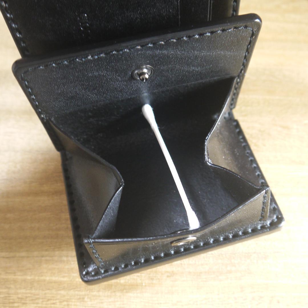 UKブライドルレザー　セドウィック社　コンパクトウォレット　三つ折り　こげ茶/黒