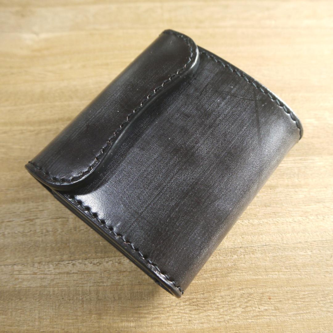 UKブライドルレザー　セドウィック社　コンパクトウォレット　三つ折り　こげ茶/黒