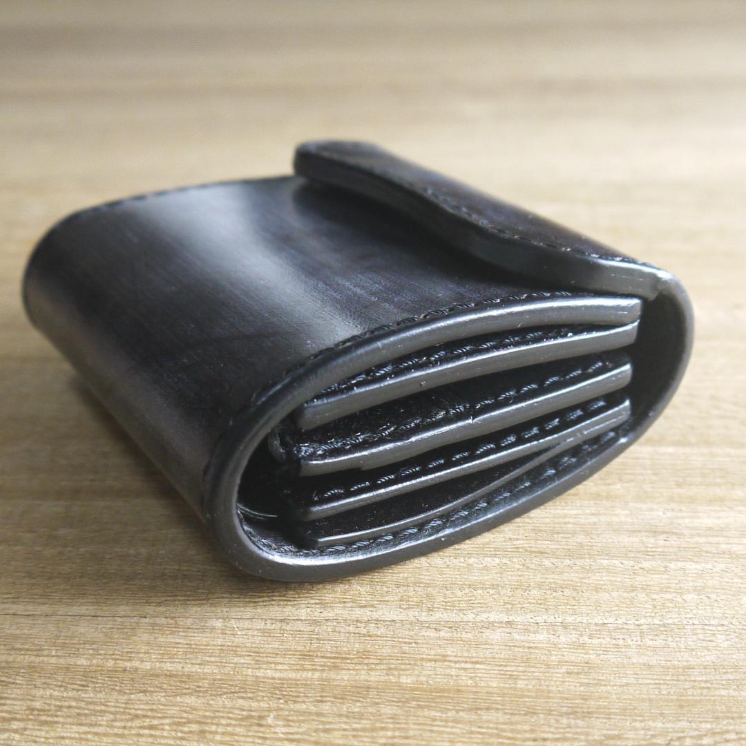 UKブライドルレザー　セドウィック社　コンパクトウォレット　三つ折り　こげ茶/黒