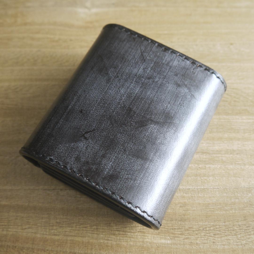 UKブライドルレザー　セドウィック社　コンパクトウォレット　三つ折り　こげ茶/黒