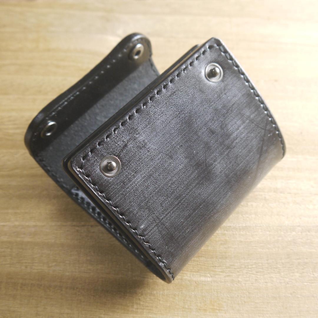 UKブライドルレザー　セドウィック社　コンパクトウォレット　三つ折り　こげ茶/黒