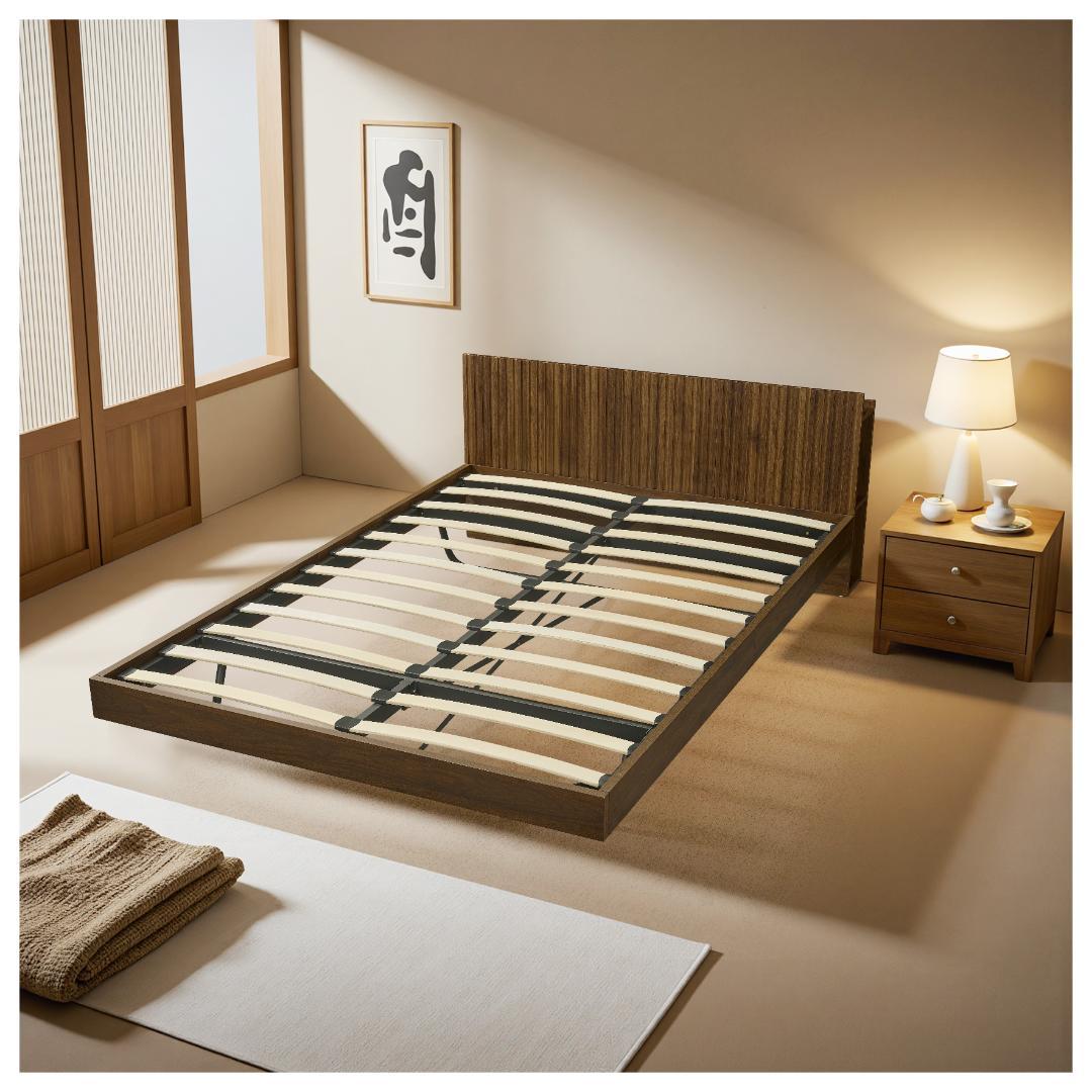 【新品】シングル ウォールナット 収納&USB付き 和風 すのこ 大人/子供用