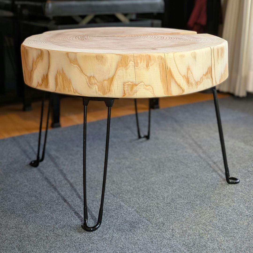 杉　アイアン脚　テーブル　切り株　 輪切り　高さ約41.5㎝