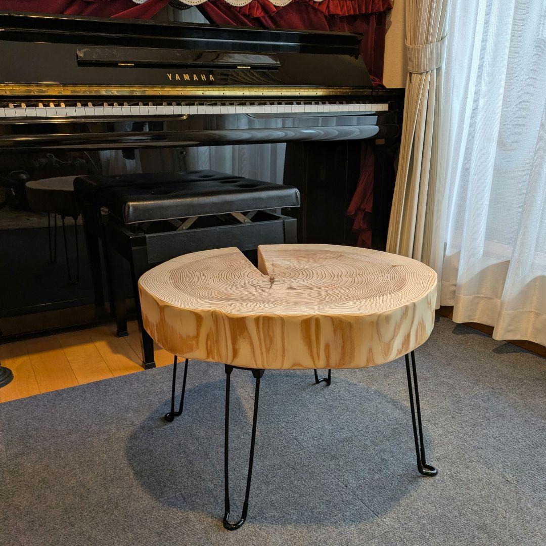 杉　アイアン脚　テーブル　切り株　 輪切り　高さ約41.5㎝