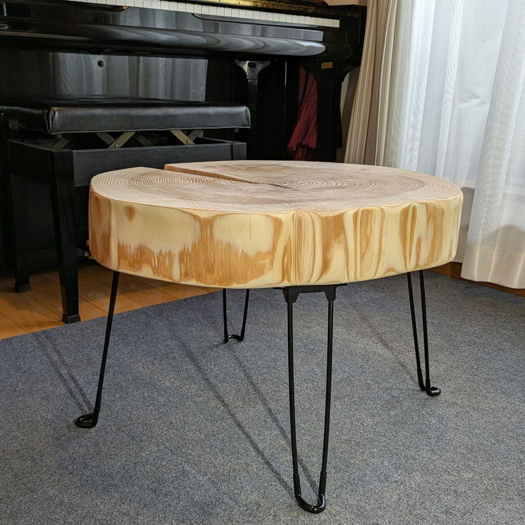 杉　アイアン脚　テーブル　切り株　 輪切り　高さ約41.5㎝