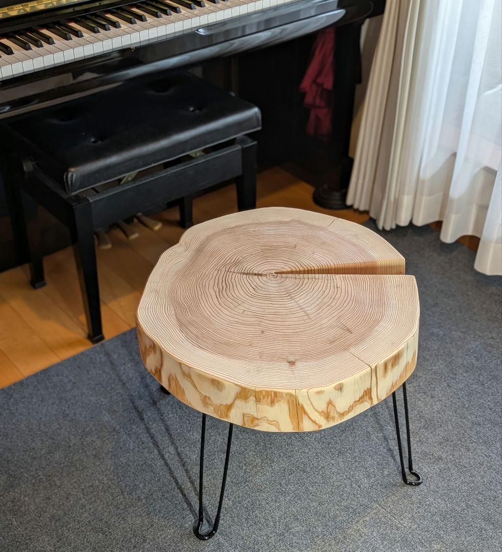 杉　アイアン脚　テーブル　切り株　 輪切り　高さ約41.5㎝