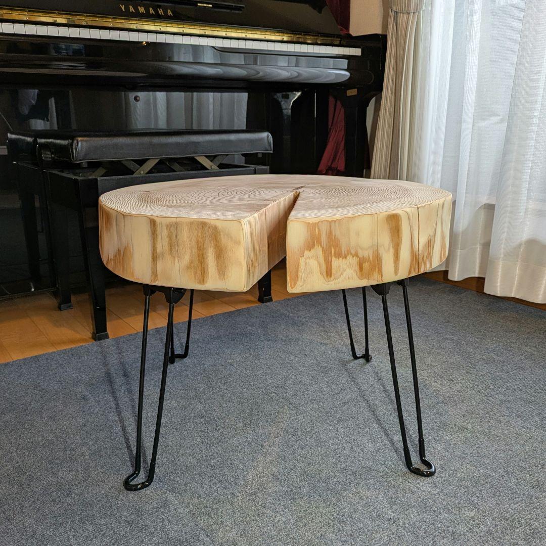 杉　アイアン脚　テーブル　切り株　 輪切り　高さ約41.5㎝