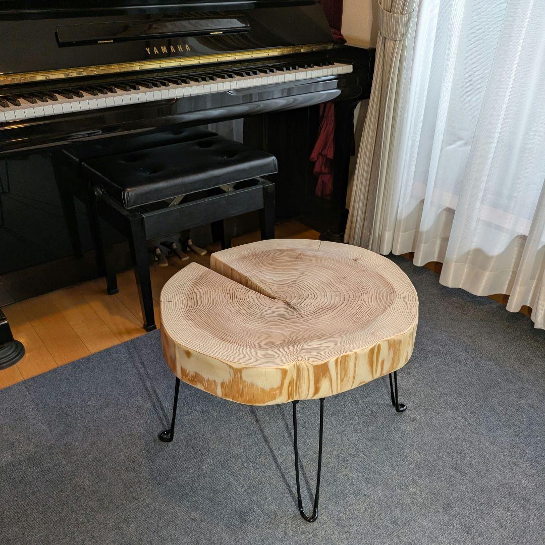 杉　アイアン脚　テーブル　切り株　 輪切り　高さ約41.5㎝