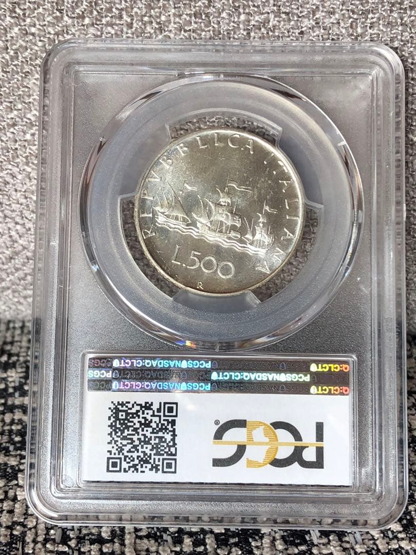 3625【PCGS鑑定品MS65】イタリア 1966年 500リラ 銀貨 - メルカリ