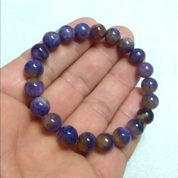 【良質,小粒】天然チャロアイト ブレスレット　珍品　希少　ティナクサイト入り