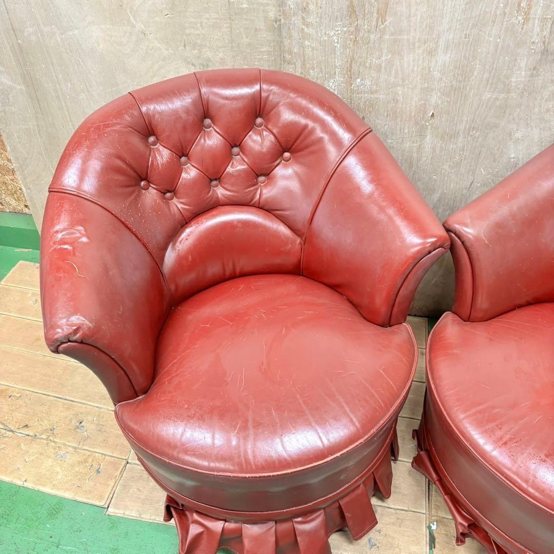 565 英国風　アンティークソファ　2Pセット　赤色　高級